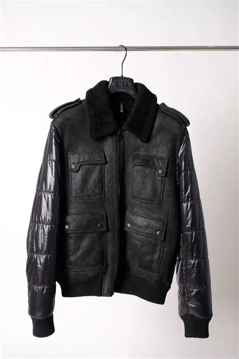 dior homme shearling jacket|Dior leather jacket.